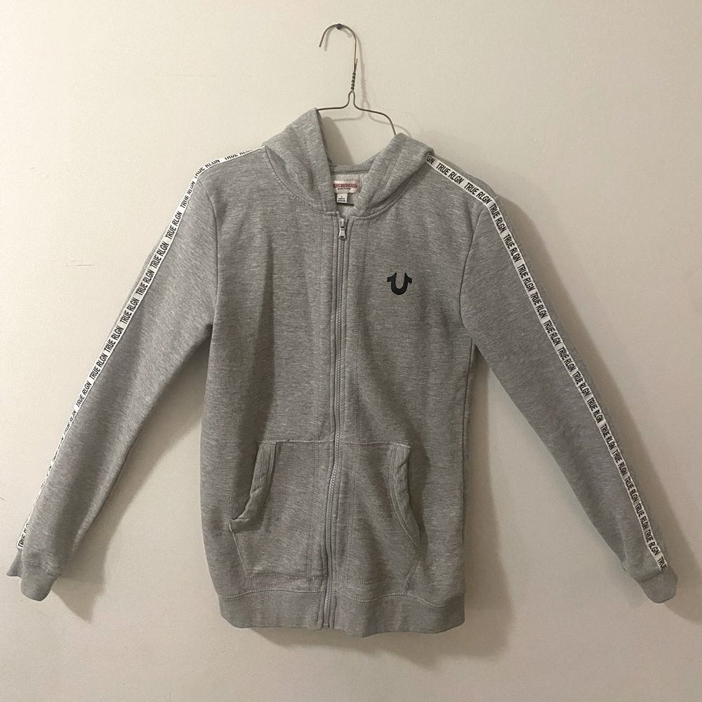 True Religion Logo Trim Zip up Sweater